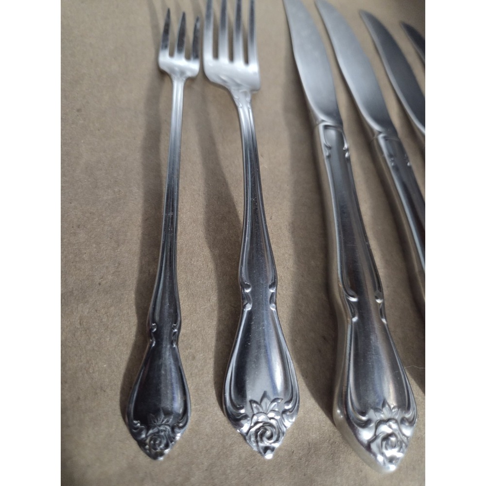 Oneida Rogers Arbor Rose Stainless Flatware 6pc Lot Knives Forks Silverware - Picture 2 of 4